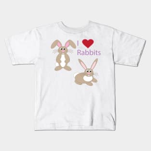 Wildlife design, rabbit, I Love Rabbits Kids T-Shirt